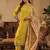 Yellow embroidered silk blend kurta trouser dupatta set