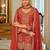Orange embroidered chinon kurta trouser dupatta set