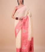 Off white woven design zari saree