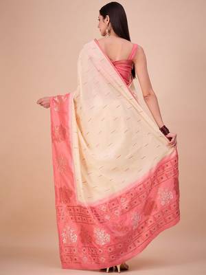 Off white woven design zari saree 3