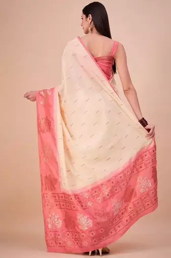 Off white woven design zari saree