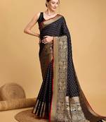 Black woven design kanjivaram art silk saree