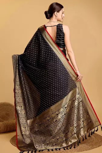 Black woven design kanjivaram art silk saree