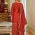 Orange embroidered chinon kurta trouser dupatta set