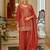 Orange embroidered chinon kurta trouser dupatta set