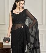 Black embellished party wear saree with blouse