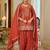 Orange embroidered chinon kurta trouser dupatta set