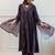Blue embroidered viscose rayon kurta trouser dupatta set