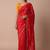 Red embellished zari silk blend saree