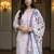 Lavender embroidered cotton blend kurta trouser dupatta set