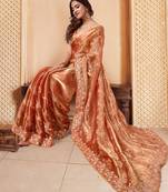 Orange embroidered embellished sarees
