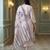 Lavender embroidered cotton blend kurta trouser dupatta set