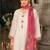 White embroidered silk blend kurta trouser dupatta set