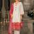 White embroidered silk blend kurta trouser dupatta set