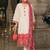 White embroidered silk blend kurta trouser dupatta set