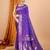 Violet zari woven design banarasi saree with unstitched blouse