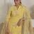Yellow embroidered cotton blend kurta trouser dupatta set