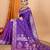 Violet zari woven design banarasi saree with unstitched blouse