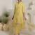 Yellow embroidered cotton blend kurta trouser dupatta set