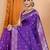 Violet zari woven design banarasi saree with unstitched blouse