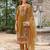 Mustard embroidered silk blend kurta trouser dupatta set