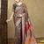 Grey woven design jamdani traditional zari saree with unstitched blouse