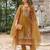 Mustard embroidered silk blend kurta trouser dupatta set