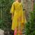 Yellow embroidered liva kurta trouser dupatta set