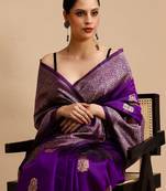 Purple woven design banarasi saree
