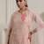 Peach embroidered organza kurta trouser dupatta set