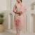 Peach embroidered organza kurta trouser dupatta set