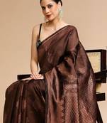 Brown woven design banarasi saree