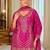 Pink embroidered chinon kurta trouser dupatta set