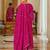 Pink embroidered chinon kurta trouser dupatta set