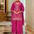 Pink embroidered chinon kurta trouser dupatta set