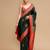 Green ethnic motifs banarasi saree with unstitched blouse