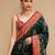 Green ethnic motifs banarasi saree with unstitched blouse