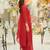 Red embroidered silk blend kurta trouser dupatta set