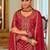 Red embroidered chinon kurta trouser dupatta set
