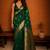 Green ethnic motifs zari silk blend banarasi saree
