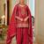 Red embroidered chinon kurta trouser dupatta set