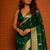 Green ethnic motifs zari silk blend banarasi saree