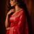 Red ethnic motifs zari silk blend banarasi saree