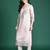 Pink embroidered silk blend kurta trouser dupatta set