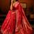 Red ethnic motifs zari silk blend banarasi saree