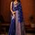 Blue woven design zari silk blend banarasi saree
