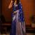 Blue woven design zari silk blend banarasi saree