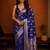 Blue woven design zari silk blend banarasi saree