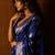 Blue woven design zari silk blend banarasi saree