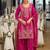 Red embroidered chinon kurta trouser dupatta set